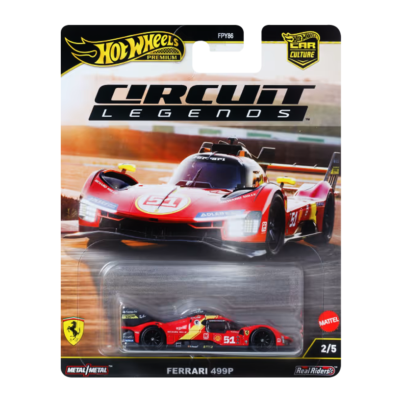 Машинка Premium Hot Wheels Ferrari 499P Circuit Legends 1:64 JBK49 Red - Retromagaz