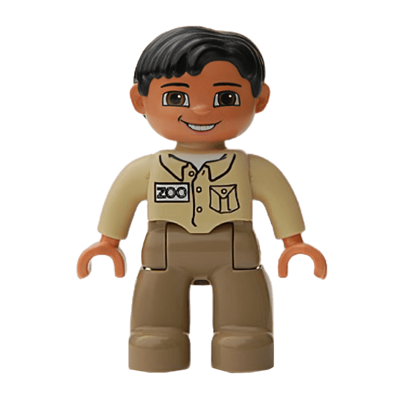 Фигурка Lego Boy Brown Eyes Zoo Keeper Duplo 47394pb018 Б/У - Retromagaz