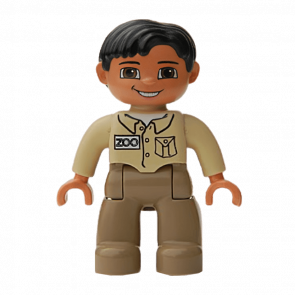 Фигурка Lego Boy Brown Eyes Zoo Keeper Duplo 47394pb018 Б/У