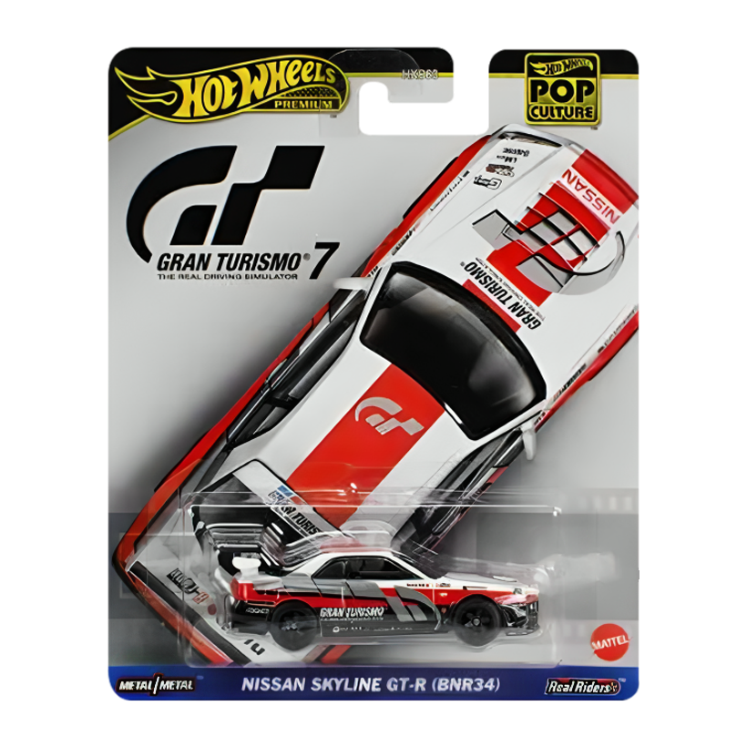 Машинка Premium Hot Wheels Nissan Skyline GT-R (R34) Gran Turismo Pop Culture 1:64 HKC28 White - Retromagaz