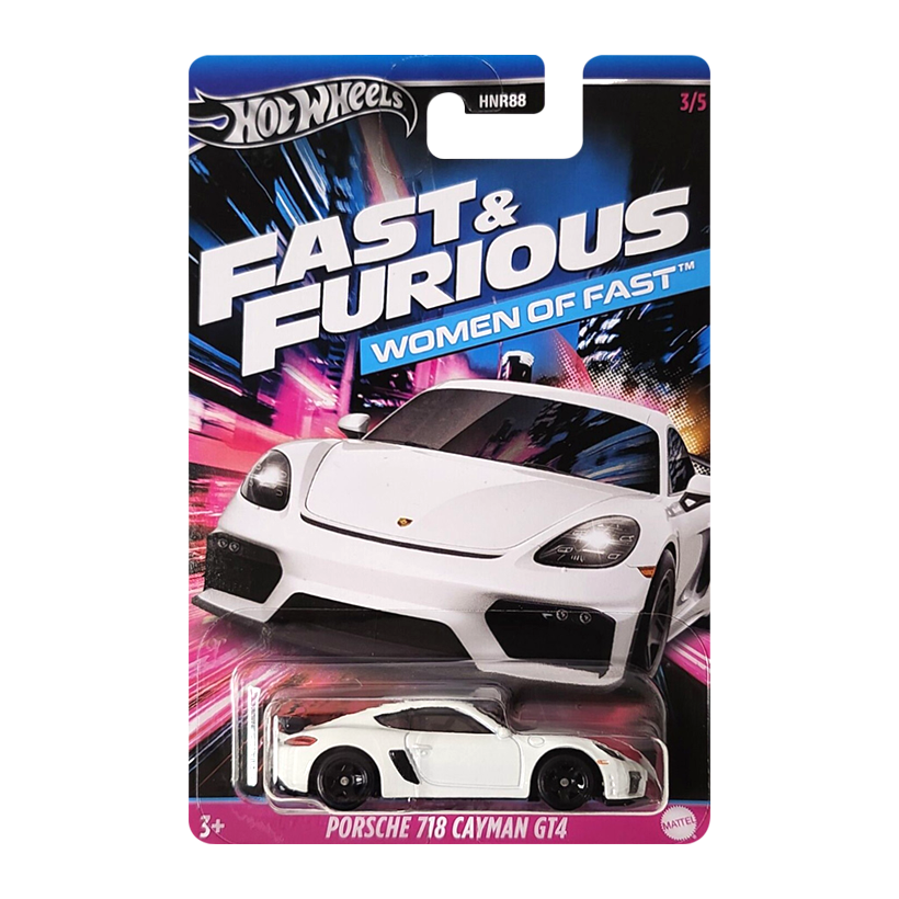 Тематична Машинка Hot Wheels Porsche Porsche 718 Cayman GT4 Women of Fast & Furious 1:64 HNR88/HRW38 White - Retromagaz