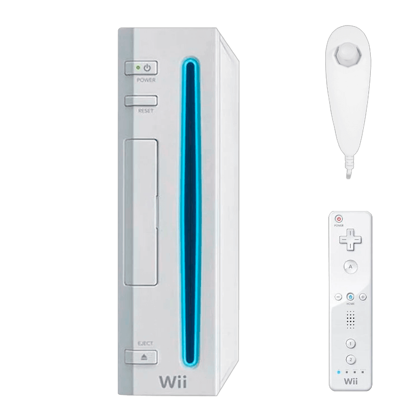 Набір Консоль Nintendo Wii RVL-001 Europe Модифікована 32GB White + 5 Вбудованих Ігор Б/У  + Контролер Бездротовий Remote + Контролер Дротовий Nunchuk - Retromagaz