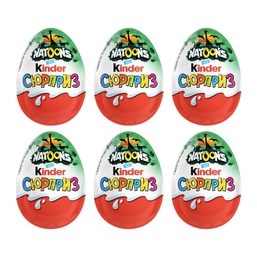 Набір Шоколадне Яйце 6шт Kinder Surprise Natoons 20g - Retromagaz