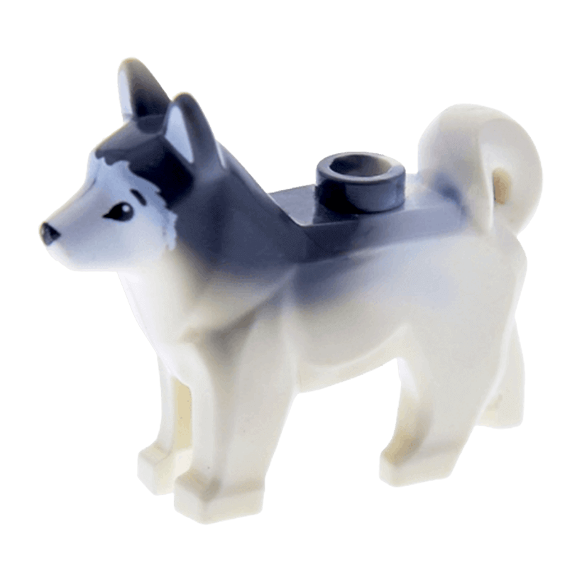 Фигурка Lego Animals Земля Dog Husky with Black Eyes Black Nose Marbled Dark Bluish Gray Ears and Back 16606pb001 1 6076467 White Б/У Нормальный - Retromagaz