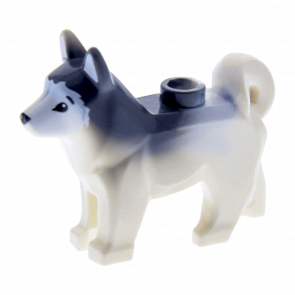 Фігурка Lego Animals Земля Dog Husky with Black Eyes Black Nose Marbled Dark Bluish Gray Ears and Back 16606pb001 1 6076467 White Б/У Нормальний