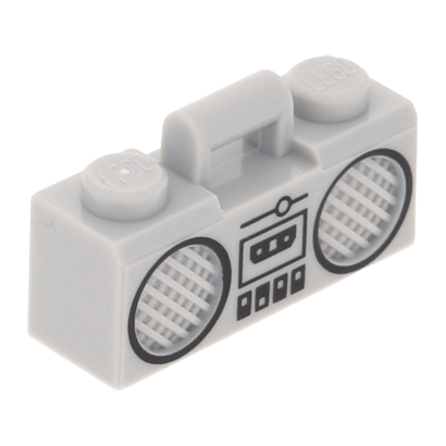Мистецтво Lego Radio Boom Box with Bar Handle with Black Cassette Player 93221pb03 6138216 Light Bluish Grey Б/У - Retromagaz