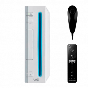 Набір Консоль Nintendo Wii RVL-001 Europe Модифікована 32GB White Без Геймпада + 10 Вбудованих Ігор Б/У  + Контролер Бездротовий RMC Remote Plus Black Новий + Контролер Дротовий  Nunchuk  Новий - Retromagaz