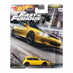 Машинка Premium Hot Wheels Honda Civic EG Fast & Furious 1:64 GJR67 Yellow - Retromagaz