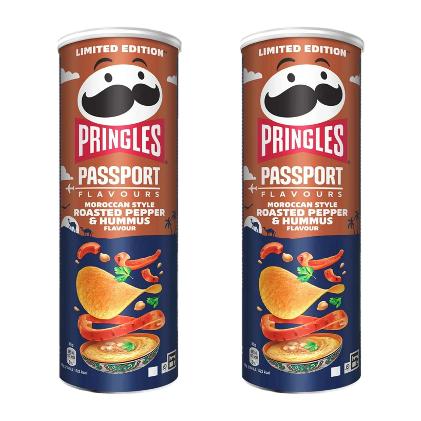Набор Чипсы 2шт Pringles Passport Flavours Moroccan Style Roasted Pepper & Hummus 165g - Retromagaz