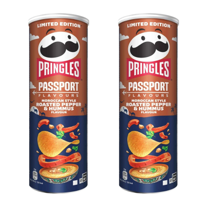 Чипси 2шт Pringles Passport Flavours Moroccan Style Roasted Pepper & Hummus 165g - Retromagaz