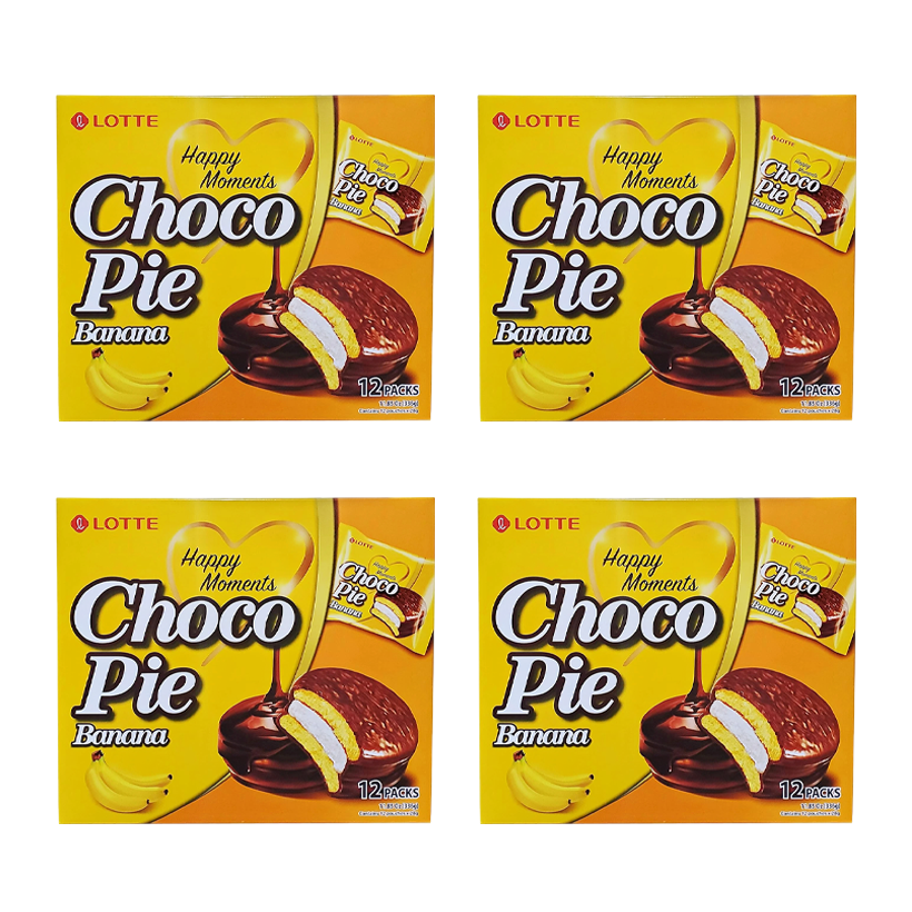 Набір Тістечка 4шт Lotte Чокопай Банановий Choco Pie Banana (12 Тістечок) 336g - Retromagaz