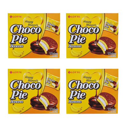 Набір Тістечка 4шт Lotte Чокопай Банановий Choco Pie Banana (12 Тістечок) 336g - Retromagaz