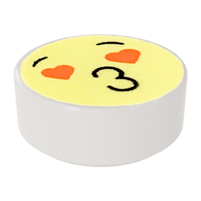 Плитка Lego Emoji Bright Light Yellow Face Puckered Lips Кругла Декоративна 1 x 1 98138pb128 35381pb128 6299968 White 10шт Б/У - Retromagaz