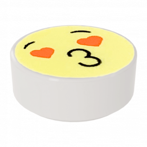 Плитка Lego Emoji Bright Light Yellow Face Puckered Lips Круглая Декоративная 1 x 1 98138pb128 35381pb128 6299968 White 10шт Б/У