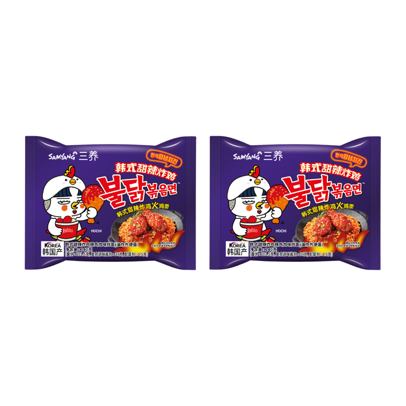 Набір Локшина 2шт Samyang Buldak Yang Nyom Chicken Stir-Fried (Корейська Курка) Гостра 140g - Retromagaz