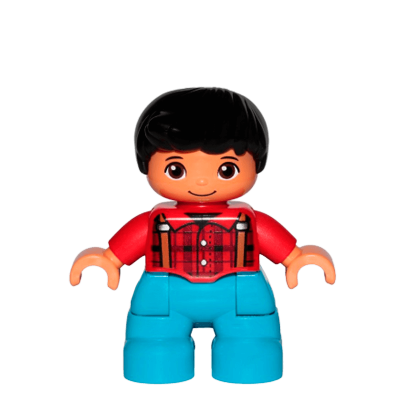 Фігурка Lego Boy Dark Azure Legs Red Checkered Shirt Duplo 47205pb058 Б/У - Retromagaz