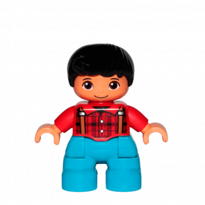 Фігурка Lego Boy Dark Azure Legs Red Checkered Shirt Duplo 47205pb058 Б/У - Retromagaz