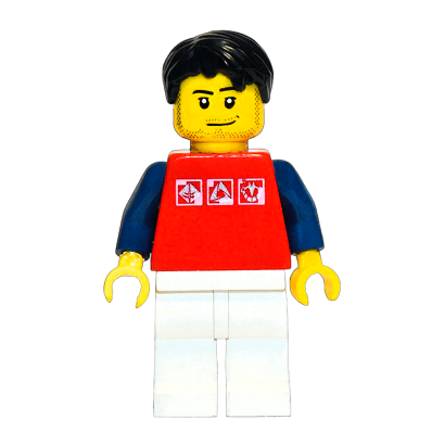 Фігурка Lego City People 973pb0274 Red Shirt with 3 Silver Logos twn111 Б/У Нормальний - Retromagaz