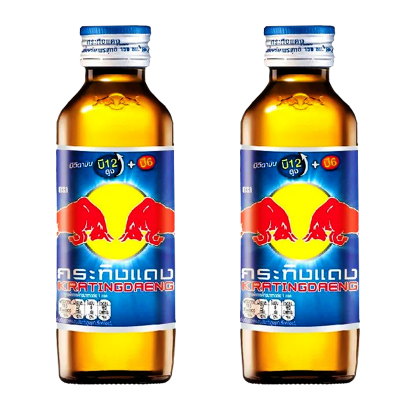 Набор Напиток Энергетический 2шт Red Bull Тайский Krating Daeng Стеклянная Бутылка 150ml - Retromagaz