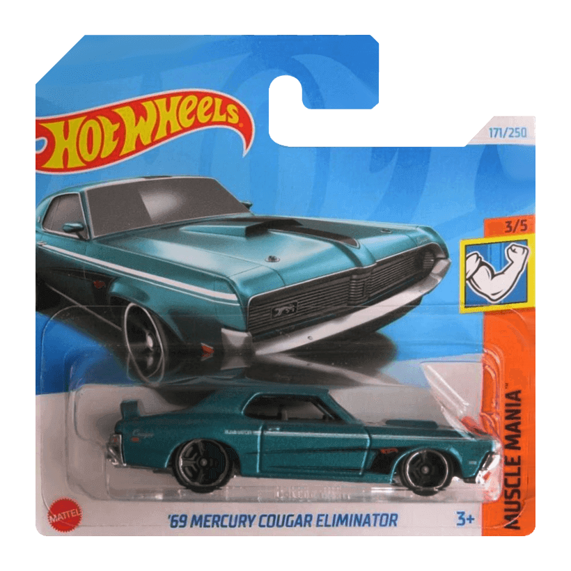 Машинка Базовая Hot Wheels '69 Mercury Cougar Eliminator Muscle Mania 1:64 HTC59 Blue - Retromagaz