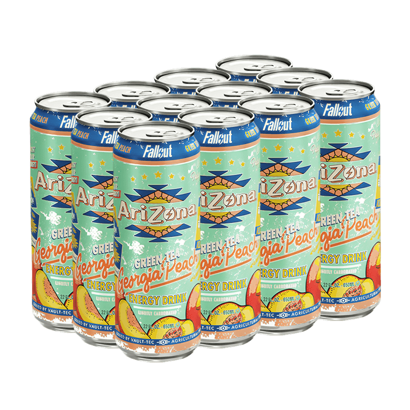 Набор Напиток Энергетический 12шт Arizona x Fallout Зеленый со Вкусом Персика 650ml - Retromagaz