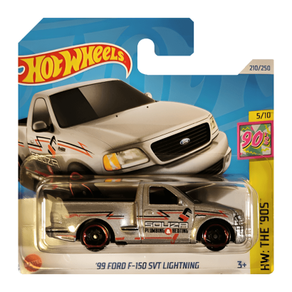 Машинка Базова Hot Wheels '99 Ford F-150 SVT Lightning The `90S 1:64 HTB07 Silver - Retromagaz