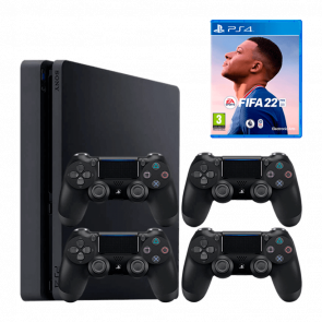 Набор Консоль Sony PlayStation 4 Slim 1TB Black Standart Новый + Геймпад Sony DualShock 4 Black 3шт + Игра Sony FIFA 22