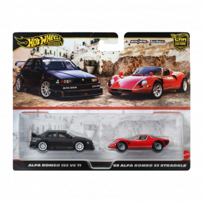 Машинка Premium 2шт Hot Wheels Alfa Romeo 155 V6 TI / '69 Alfa Romeo 33 Stradale 2-Packs 1:64 JBK95 Black - Retromagaz