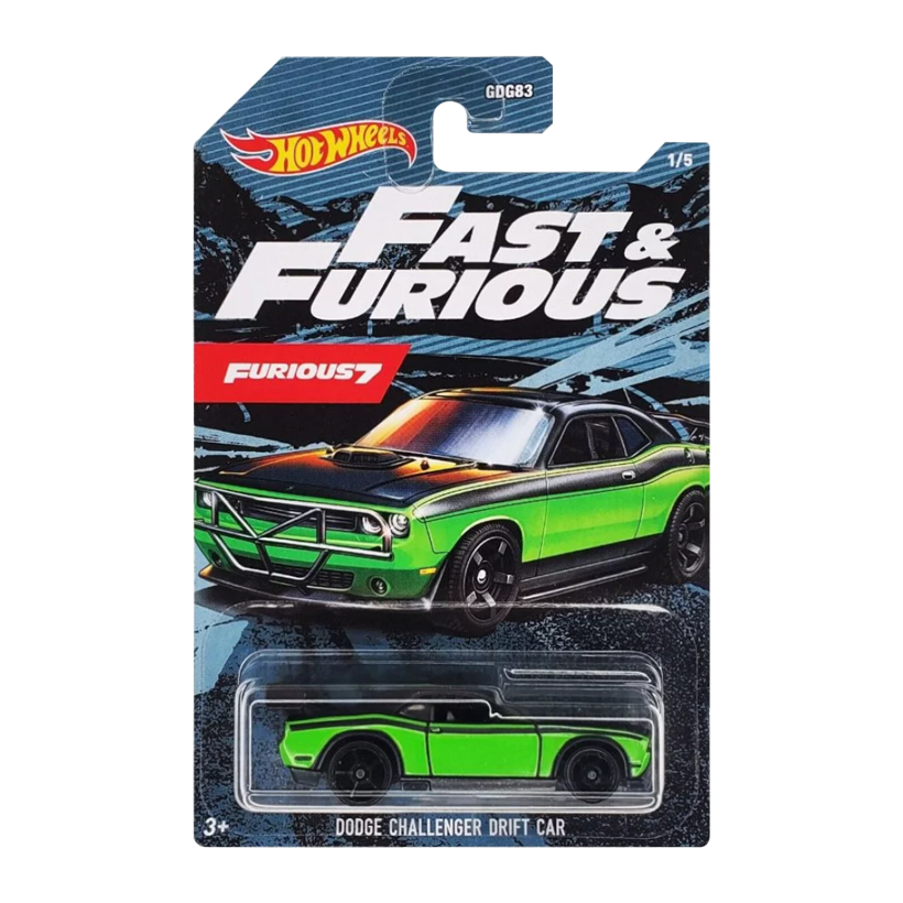 Тематична Машинка Hot Wheels Dodge Challenger Drift Car Fast & Furious 1:64 GRP54 Black - Retromagaz