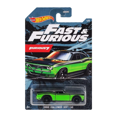 Тематична Машинка Hot Wheels Dodge Challenger Drift Car Fast & Furious 1:64 GRP54 Black - Retromagaz