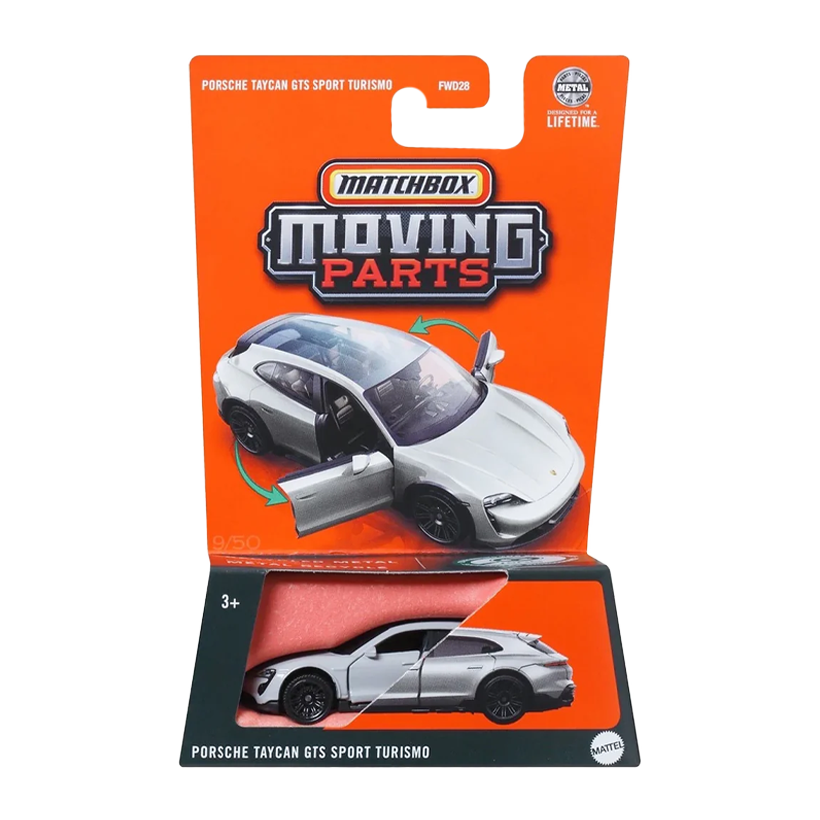Тематична Машинка Matchbox Porsche Porsche Taycan GTS Sport Turismo Moving Parts 1:64 JBW75 Grey - Retromagaz