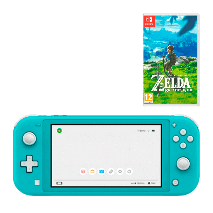 Набір Консоль Nintendo Switch Lite 32GB Turquoise Б/У  + Гра The Legend of Zelda Breath of The Wild Російська Озвучка - Retromagaz