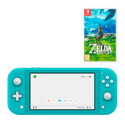 Набор Консоль Nintendo Switch Lite 32GB (045496452711) Turquoise Б/У + Игра The Legend of Zelda Breath of The Wild Русская Озвучка Б/У - Retromagaz