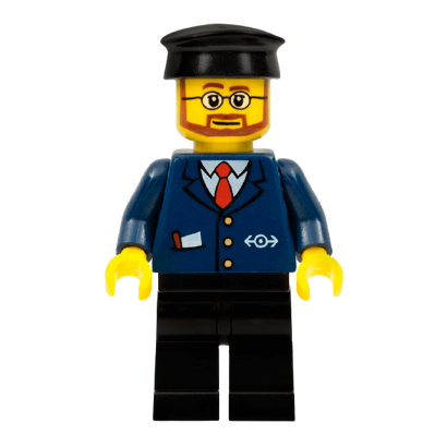 Фигурка Lego Dark Blue Suit with Train Logo City Train trn223 Б/У - Retromagaz