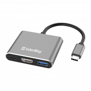 Адаптер Colorway HUB USB Type-C - HDMI 2.0 + USB + USB Type-C Black 0.5m - Retromagaz