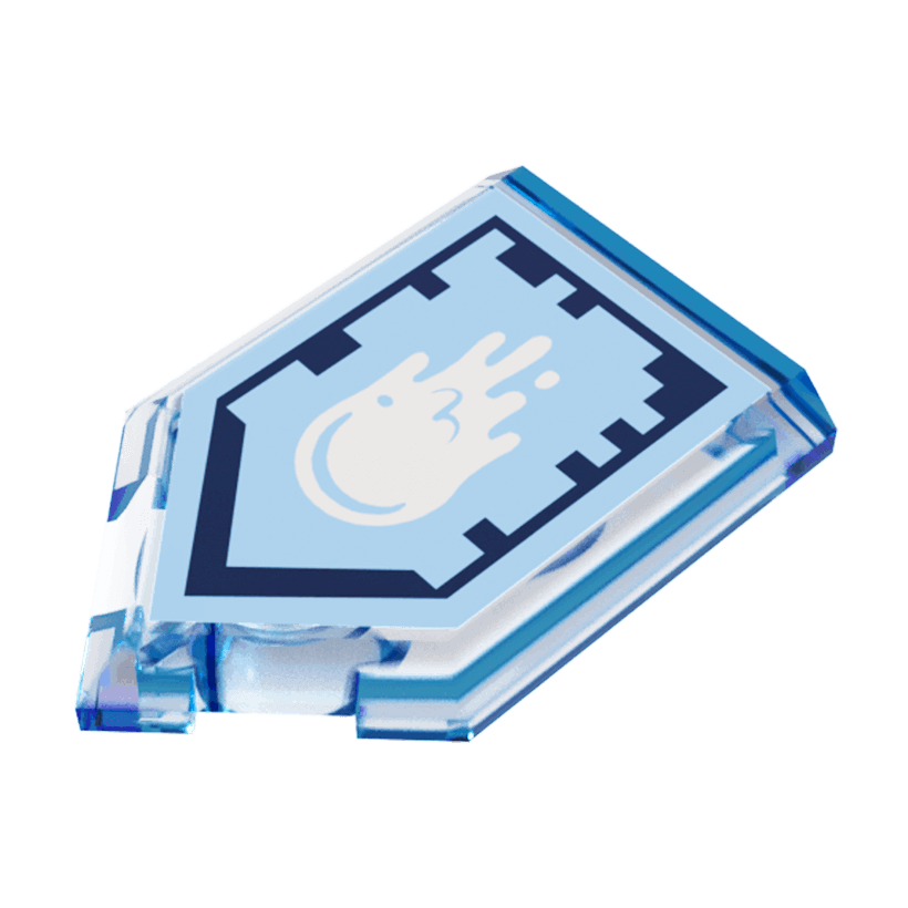 Плитка 2шт Lego Модифицированная Декоративная Pentagonal Nexo Power Shield Pattern Yeti Sneeze 2 x 3 22385pb119 6190269 Trans-Dark Blue Б/У - Retromagaz