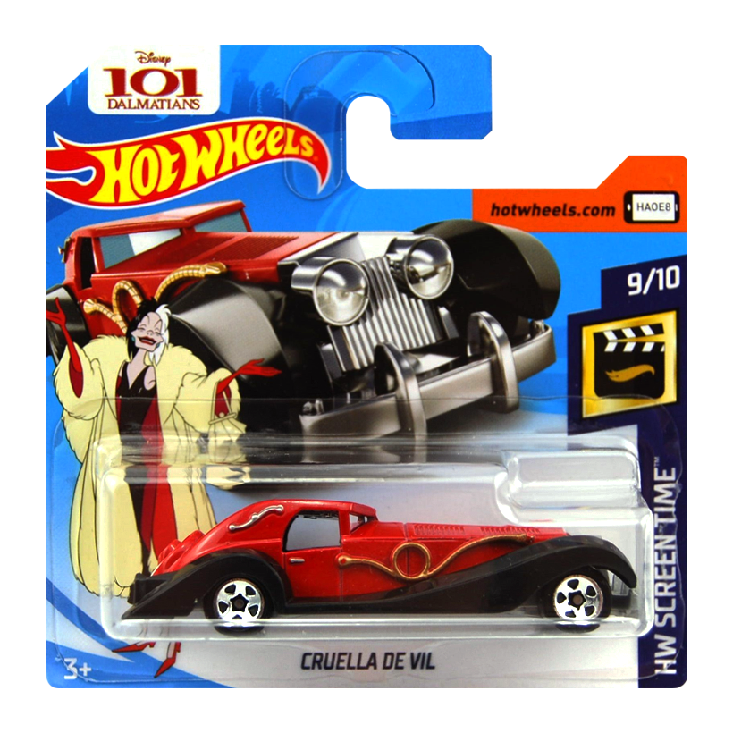 Машинка Базовая Hot Wheels Disney 101 Dalmatians Cruella de Vil Screen Time 1:64 FJW04 Red - Retromagaz