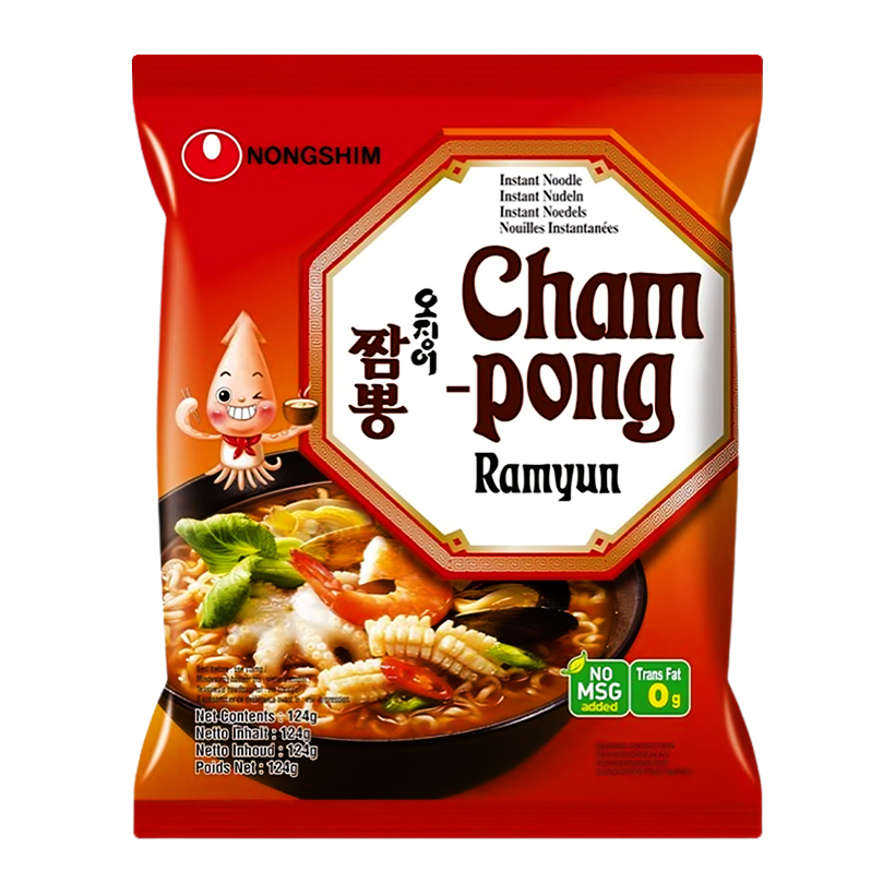 Локшина Nongshim Champong Рамьон зі Смаком Морепродуктів Гостра 124g - Retromagaz