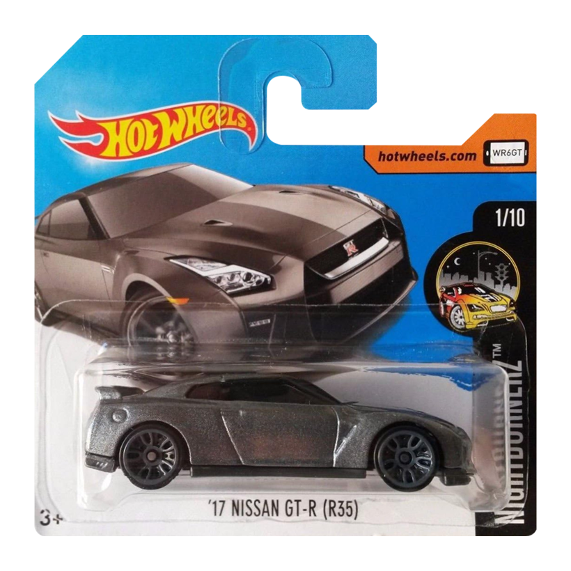 Машинка Базовая Hot Wheels '17 Nissan GT-R (R35) Nightburnerz 1:64 DVC50 Grey - Retromagaz