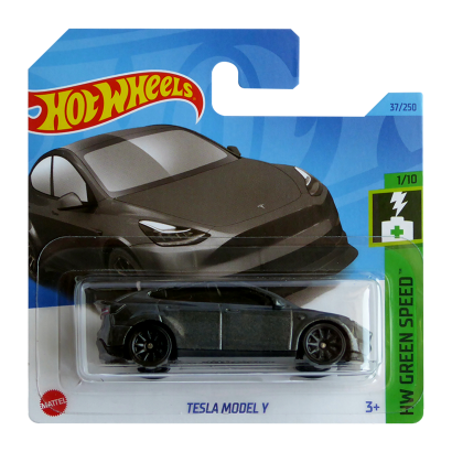 Машинка Базовая Hot Wheels Tesla Model Y Green Speed 1:64 HKK20 Metallic Silver - Retromagaz