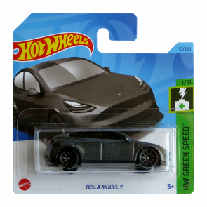 Машинка Базовая Hot Wheels Tesla Model Y Green Speed HKK20 Metallic Silver Новый - Retromagaz