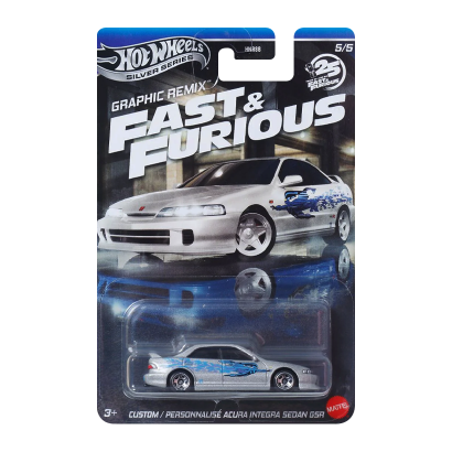 Тематическая Машинка Hot Wheels Custom Acura Integra Sedan GSR Fast & Furious 1:64 JBY45 Silver - Retromagaz