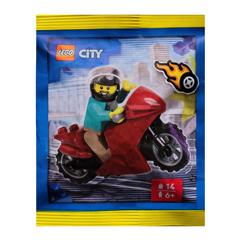 Конструктор Lego Фигурка Stunt Driver with Motorcycle Paper Bag City L0002222 cty2003 Новый - Retromagaz