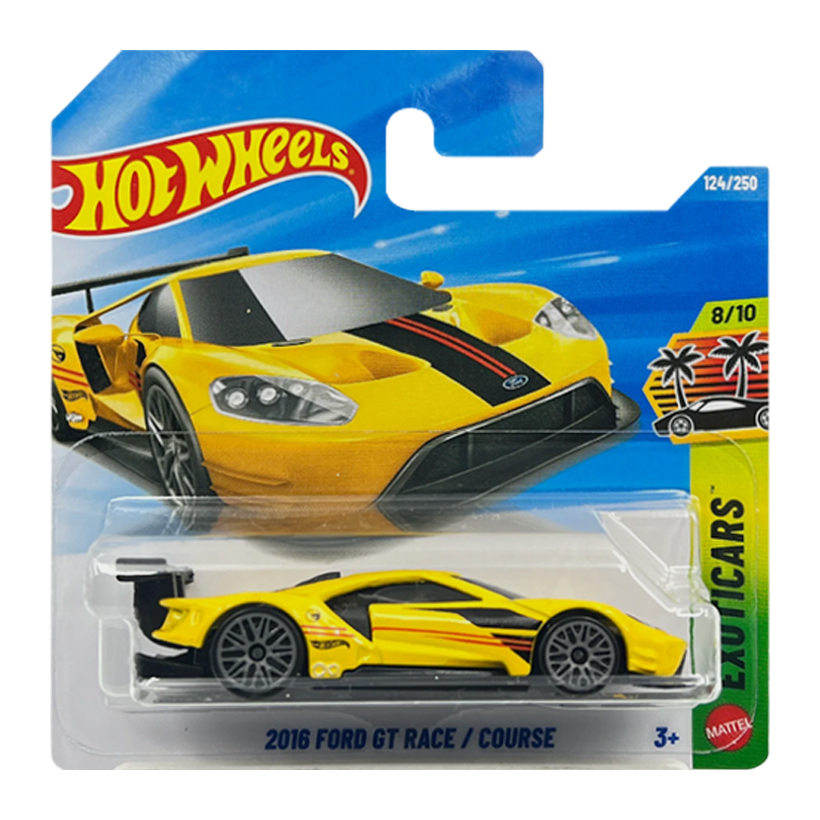 Машинка Базовая Hot Wheels 2016 Ford GT Race Treasure Hunts Exotics 1:64 JJM05 Yellow - Retromagaz