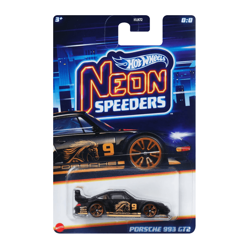 Тематична Машинка Hot Wheels Porsche Porsche 993 GT2 Neon Speeders 1:64 JBY99 Black - Retromagaz