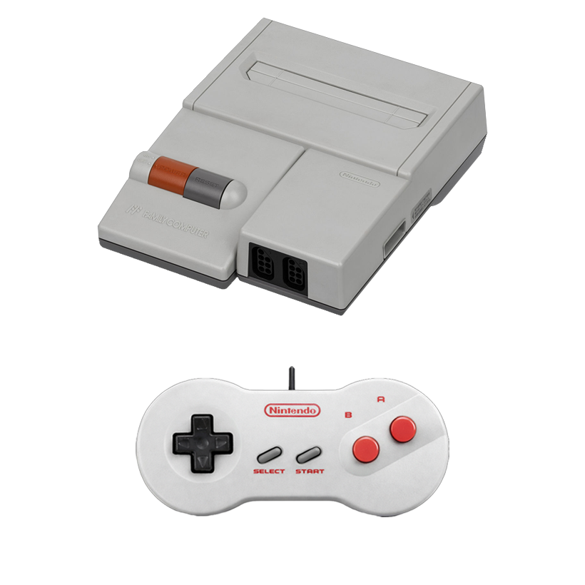 Набор Консоль Nintendo Famicom Dendy New-Style HVC-101 AV White Б/У  + Геймпад Проводной NES Grey - Retromagaz