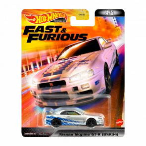 Машинка Premium Hot Wheels Nissan Skyline GT-R (BNR34) Fast & Furious 1:64 HCP28 Silver - Retromagaz