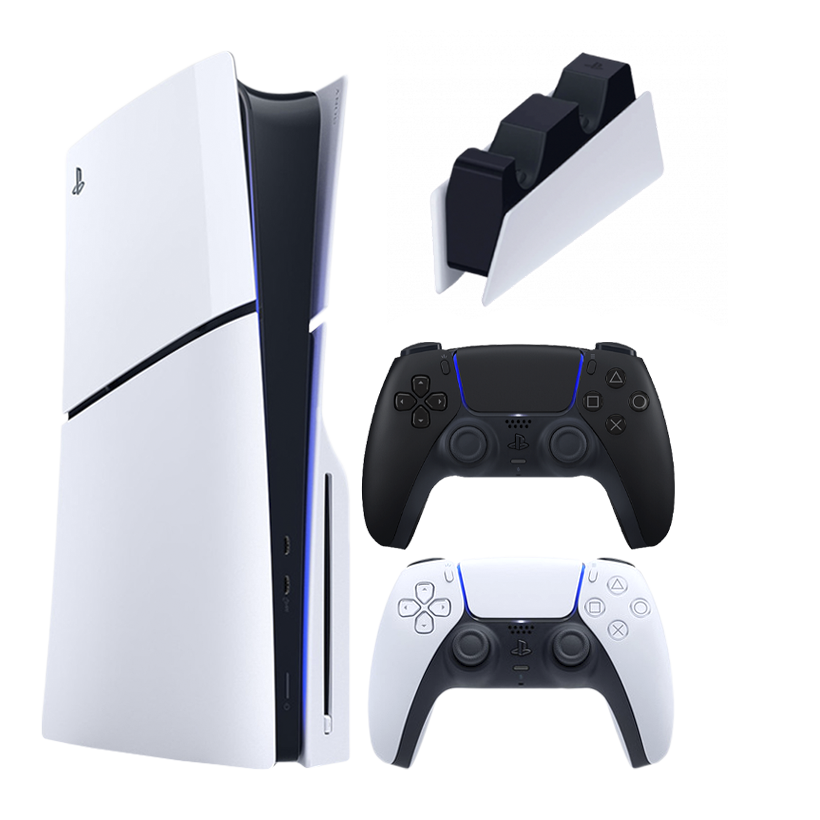 Набір Консоль Sony PlayStation 5 Slim Blu-ray 1TB White Новий  + Геймпад Бездротовий DualSense Midnight Black + Зарядний Пристрій Дротовий DualSense - Retromagaz