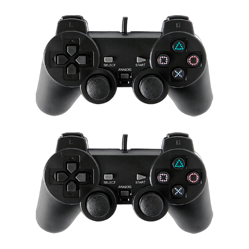 Набор Геймпад 2шт Проводной RMC PlayStation 2 Black 1.5m Новый - Retromagaz