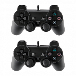 Набір Геймпад 2шт Дротовий RMC PlayStation 2 Black 1.5m Новий - Retromagaz